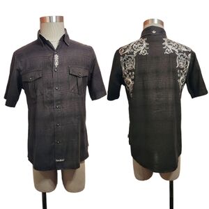 English Laundry Promenade Embroidered Shirt Large Black White